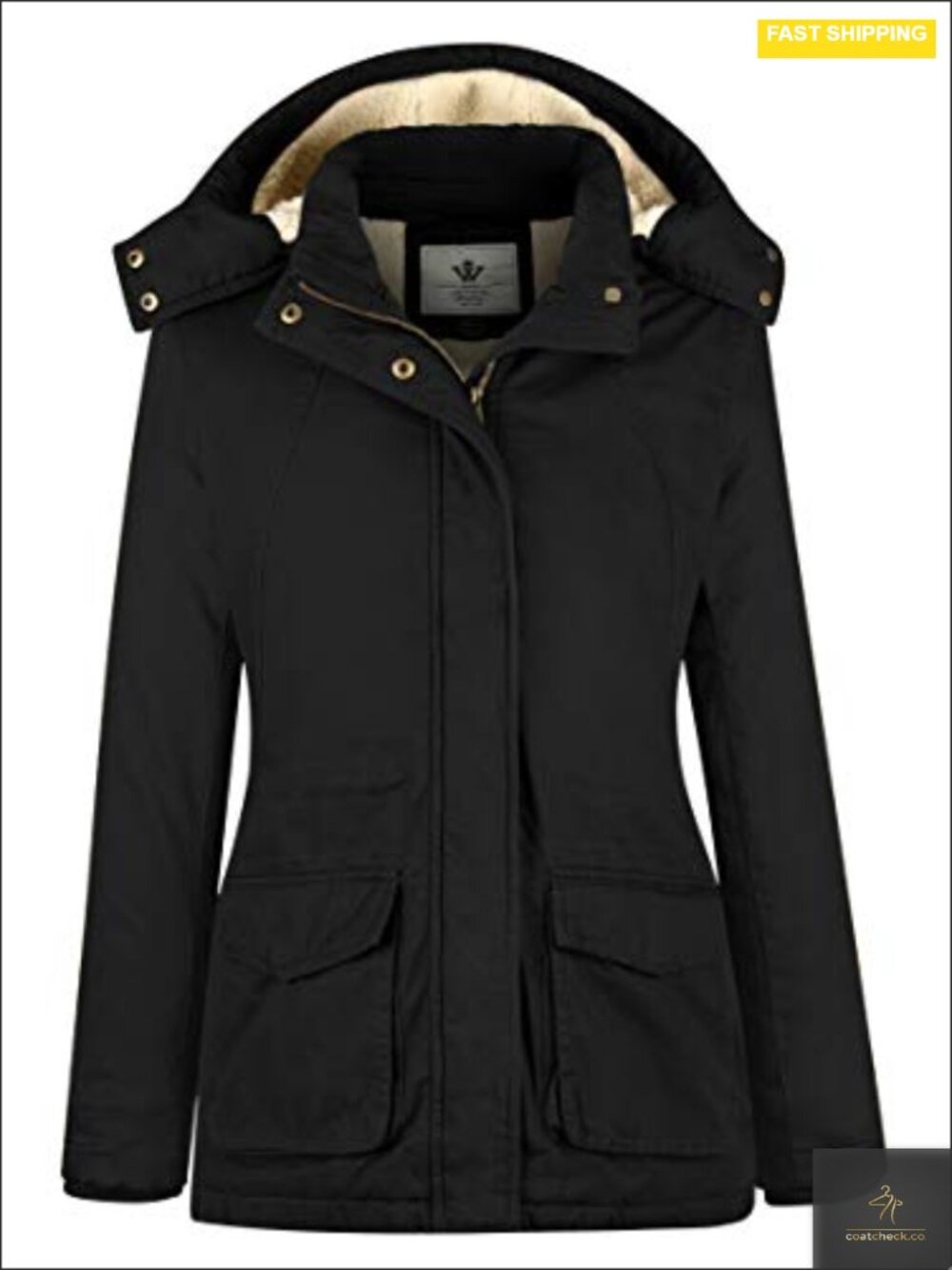 Women's Heavyweight Sherpa Lined Parka Jacket with Detachable Hood & Waist